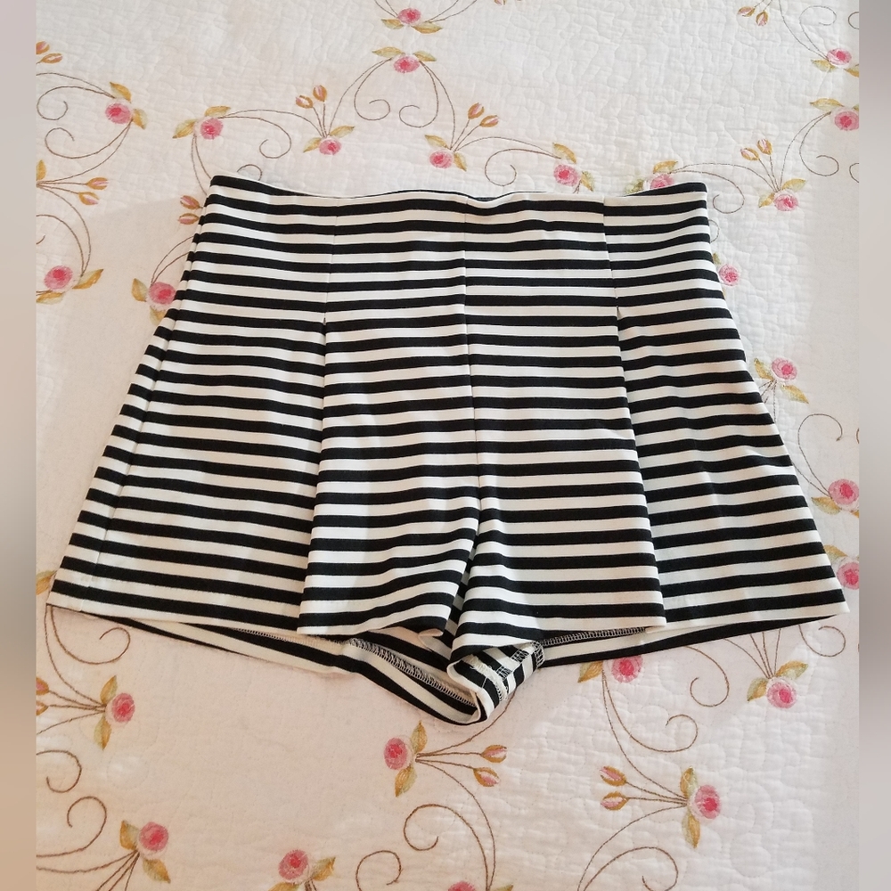 Free People High Rise Pleated Striped Shorts Size M EUC